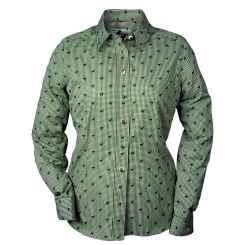 Skogen Bluse grün kariert mit Hirsch-Print 