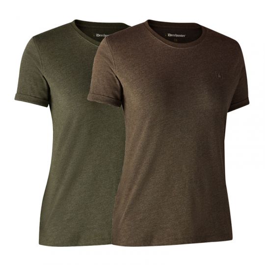Deerhunter Damen T-Shirt 2er Pack braun + grün 