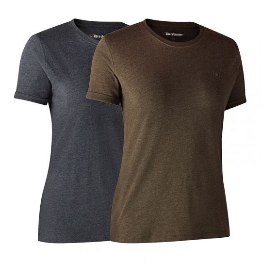 Deerhunter Damen T-Shirt 2er Pack grau + braun 