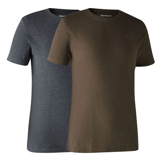 Deerhunter Herren T-Shirt 2er Pack grau + braun 