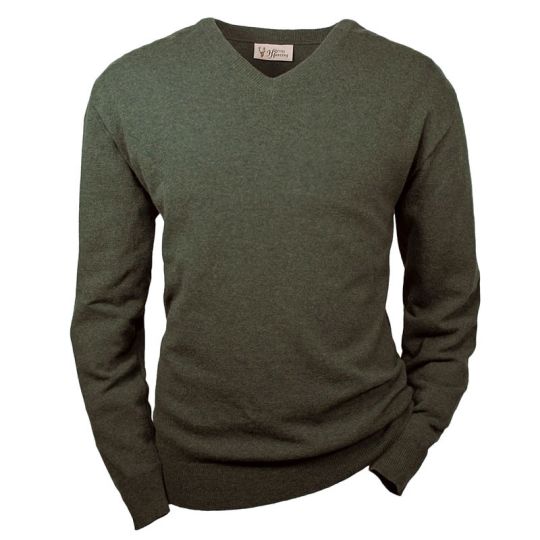 Hubertus Herren Strickpullover mit V‑Ausschnitt grün 